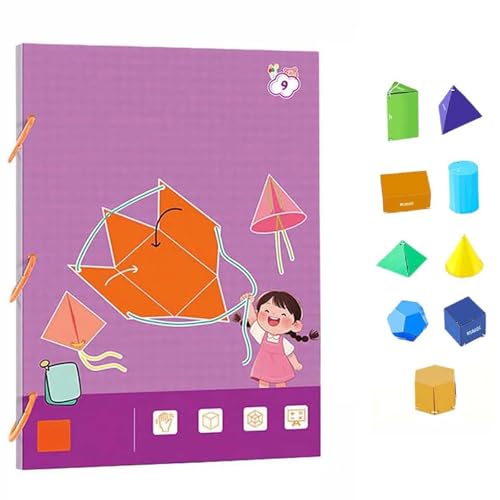 Pull String 3D Geometry Learning Book, 11,81 x 8,27 Zoll Interactive Pop-Up Models, Lernhilfe, Klassenzimmer, Home Learning, Bildung von Générique