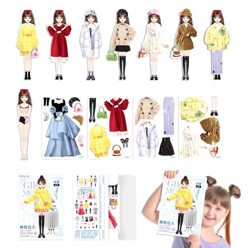 Puppen aus Magnetpapier | Magnetische Puppen zum Anziehen - aus Prinzessinnen-Magnetpapier, Simulationsspieloutfit - bunte Magnetpapier-Kleidung, Puzzles für von Générique