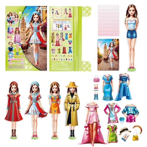 Puppen zum Anziehen, magnetisch, für Mädchen, Anziehspiele – modische magnetische Papierpuppe, Buch mit magnetischen Aufklebern für Aktivitäten der Kleinen, Lernspielzeug für Mädchen Puppen zum Anziehen, magnetisch, für Mädchen, Anziehspiele – modische magnetische Papierpuppe, Buch mit magnetischen Aufklebern für Aktivitäten der Kleinen, Lernspielzeug für Mädchen von Générique
