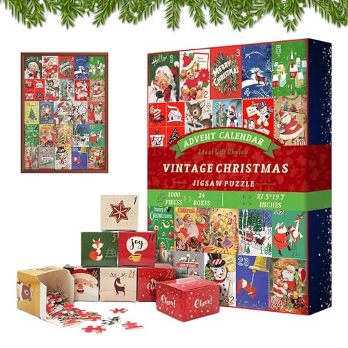 Puzzle Adventskalender, Weihnachtskalender Puzzle – 1000 Teile Urlaubspuzzles Adventskalender Countdown Weihnachten | Urlaubspuzzles 2024, Kalendri Puzzles von Générique