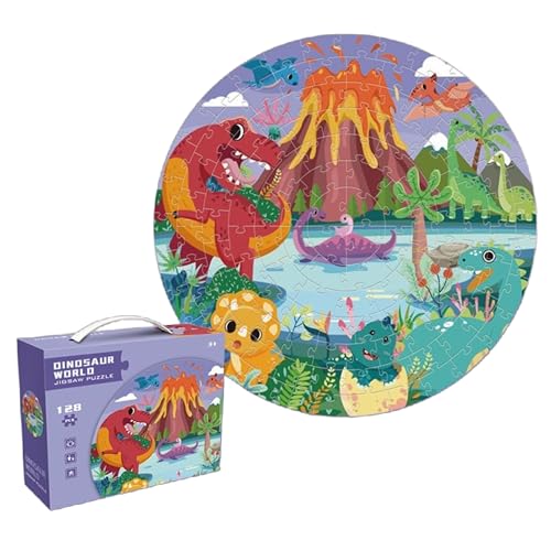 Puzzle Kinder – Circular Dinosaurier Welt, 128 Teile | Lernspiel für Kinder 3+, prähistorische Szene mit Vulkan Puzzle Kinder – Circular Dinosaurier Welt, 128 Teile | Lernspiel für Kinder 3+, prähistorische Szene mit Vulkan von Générique