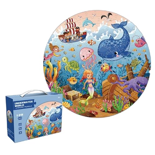 Puzzle Kinder – Unterwasserwelt, 128 Teile | Lernspiel für Kinder 3+, kreisförmiges Motiv mit Ozean, Piraten und Meereskreaturen Puzzle Kinder – Unterwasserwelt, 128 Teile | Lernspiel für Kinder 3+, kreisförmiges Motiv mit Ozean, Piraten und Meereskreaturen von Générique