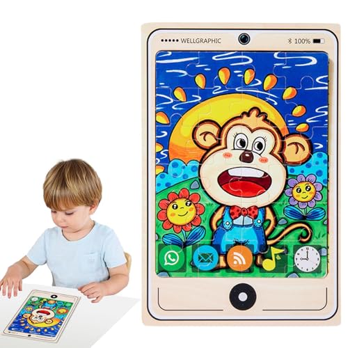 Puzzle-Tischspiel aus Holz – 2D-Puzzle aus Holz, lustig, für Tablet | Cartoon Mobile Phone Shape Design Early Education Education Toys für von 3 bis 8 Jahren, Mädchen Puzzle-Tischspiel aus Holz – 2D-Puzzle aus Holz, lustig, für Tablet | Cartoon Mobile Phone Shape Design Early Education Education Toys für von 3 bis 8 Jahren, Mädchen von Générique