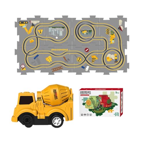 Puzzle Track Racer Car Playset, Puzzles & Track-Kombination - Track Spielset Puzzle Bahnauto Montage | Road Builder - Pädagogische Matte zum Bau von Automatten u von Générique