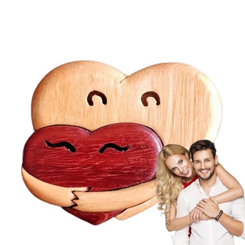 Puzzle aus Herzholz | Puzzle-Ornamente aus Holz | Herzpuzzle warm | Kuscheln und Liebe Herz Ornamente Dekoration | Tiny Hug Tokens besonderes Geschenk zum Halten | Skulptur von Générique