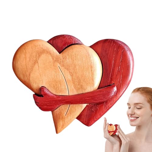 Puzzle aus Holz des Herzens – künstlerische Dekoration mit ineinandergreifenden Chips, handgefertigte Skulptur | besondere Geschenkidee für die Handhaltung, Bürotischdekoration für den Schreibtisch von Générique