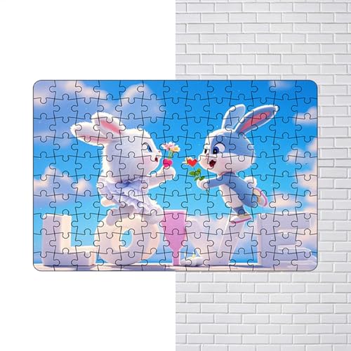 Puzzle zum Valentinstag, Puzzle, niedliches Kaninchen, Puzzle aus Holz mit Tierthema, Lernspielzeug für Vorschule, Geburtstag von Générique