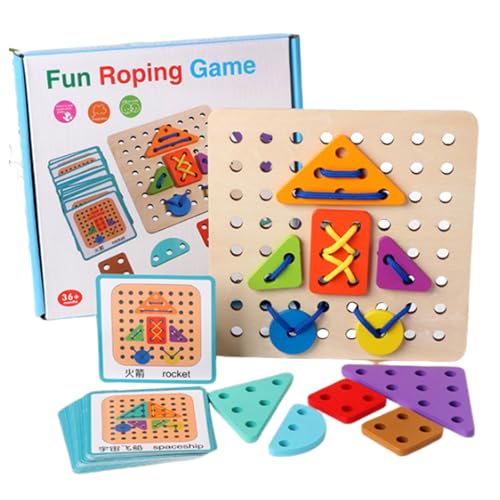 Puzzles aus Seil, Puzzles aus Seil für Erwachsene | Schnürspiel mit geometrischen Formen in Blockformen, lustiges Formensortierspiel mit 20 Karten für klassische Kindergartenerziehung von Générique