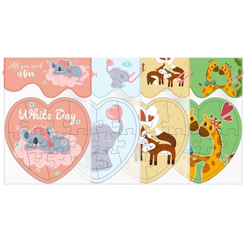 Puzzles für – Magnettafel für | Puzzles für 2 Jahre | Cartoon-Puzzle-Set in Herzform | Tier-Puzzle-Set in Herzform | Spielzeug von Générique