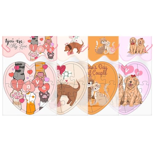 Puzzles für – Magnettafel für | Puzzles für 2 Jahre | Cartoon-Puzzle-Set in Herzform | Tier-Puzzle-Set in Herzform | Spielzeug von Générique