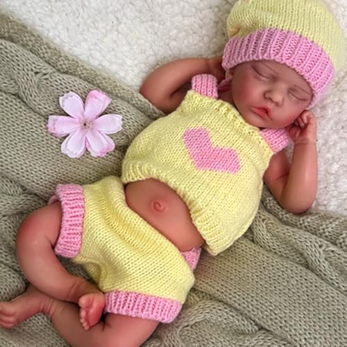 Realistische Babypuppe Mädchen aus Silikon, 30 cm, voller Körper aus Platin-Silikon, handgefertigte Reborn-Puppe für Sammler, waschbar und beweglich (#1) von Générique