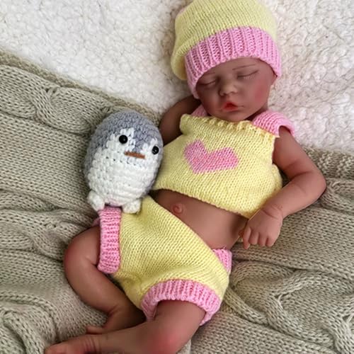 Realistische Babypuppe Mädchen aus Silikon, 30 cm, voller Körper aus Platin-Silikon, handgefertigte Reborn-Puppe für Sammler, waschbar und beweglich (#4) von Générique