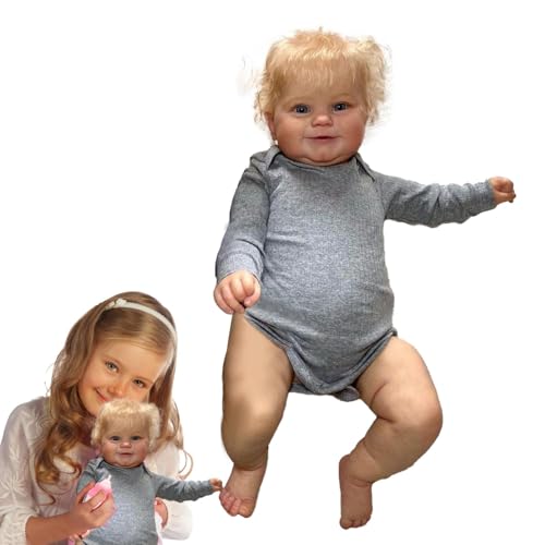 Reborn für Kleinkinder, Reborn für Kleinkinder | 50,8 cm (20 Zoll) Reborn Blond, lockiges Haar für Babys und Mädchen, niedlich, aus weichem Silikon, handgefertigt mit weichem Stoff von Générique