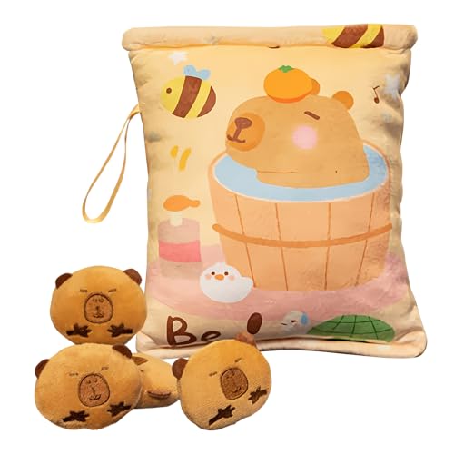 Reise-Snacktasche – Puppen-Suppe Capybara mit Riemen, enthält 4 kleine Puppen, weiches Kissen für Chips, Süßigkeiten und Snacks, lustiges Plüschspielzeug für Reise-Snacktasche – Puppen-Suppe Capybara mit Riemen, enthält 4 kleine Puppen, weiches Kissen für Chips, Süßigkeiten und Snacks, lustiges Plüschspielzeug für von Générique