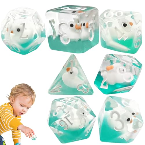 Resin Duck Dice, Polyhedral Dice Set, Translucent Resin Dice, Cute Novelty Dice, Board Game Dice Set, Resin Dice zum Spielen, Cute Playing Dice, 7 x Polyhedral Dice, Unique Board Game Dice, Resin Dice von Générique