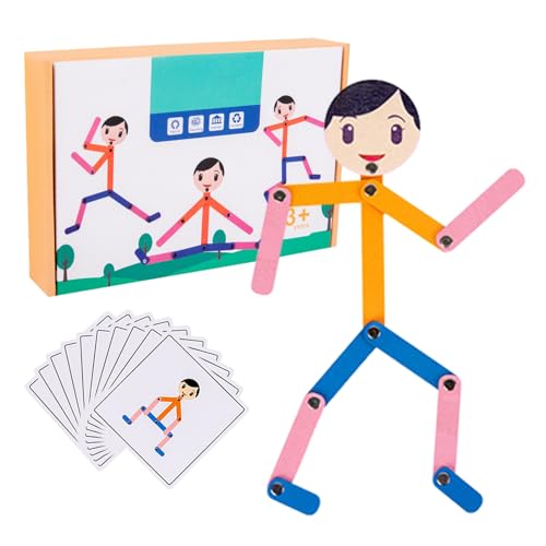 Roboter – Holzschaftmodelle der beweglichen Mitglieder, kreative Lernspielfigur | Handaktivitätsdeck mit 24 Karten, kompaktes Spielzeug-Set mit 48 Teilen, Cad von Générique