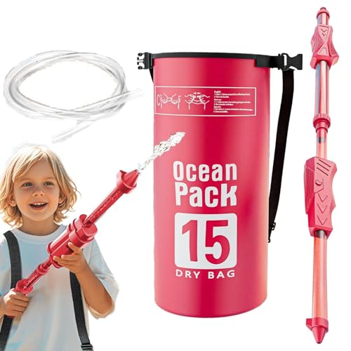 Rucksack Water Soaker, High-Capacity Spraying Toy, verstellbare Straps, Long-Range WaterBlasters, 1 l Tank, Outdoor Summer Pool Games, 40 x 14 x 10 cm 650 g Pink Yellow Blue von Générique