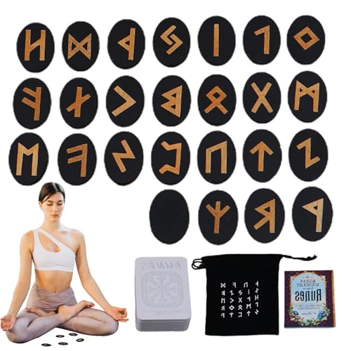 Runen-Set, Runen Set aus - WerkzeugRunen mit Handbuch und Aufbewahrungstasche | 25-teiliges Runen-Spielset aus , Mythologie-Runen-Spielset für Meditation, l Runen-Set, Runen Set aus - WerkzeugRunen mit Handbuch und Aufbewahrungstasche | 25-teiliges Runen-Spielset aus , Mythologie-Runen-Spielset für Meditation, l von Générique