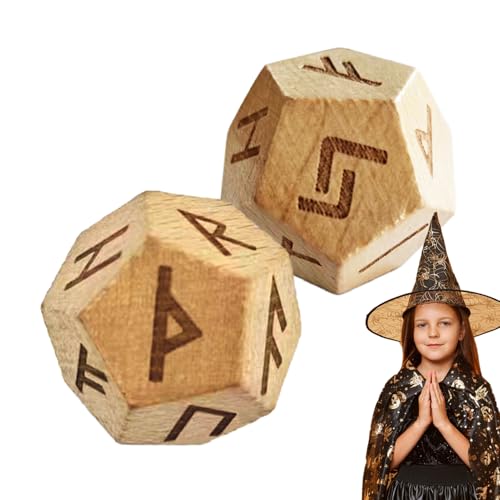 Runen-Set aus Holz – Werkzeuge für nordische Weissagung, Elder Runen | Gravierte heidnische Symbolfliesen, Heilige Holzcharm-Dekoration, mystische Alphabet-Relik, Hexenguss von Générique