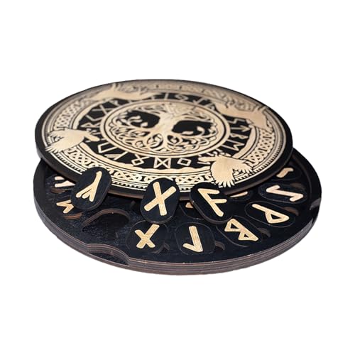 Runen-Symbols Set, Ritual Runen, 8,66 x 0,51 Zoll, robust, tragbar, Holz, Meditationswerkzeuge mit magnetischer Box für Männer, Frauen, Altar, Wahrsagen, Dekoration und Ornamente von Générique