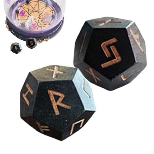 Runenwahrsagerei Set, Rune Set | 2 Stück geschnitzte Ältere Würfel | Sammlerstück Runen-Set für Fans von Gesellschaftsspielen, tragbares Glück Tell für die interessierte Geschichte, Oc von Générique