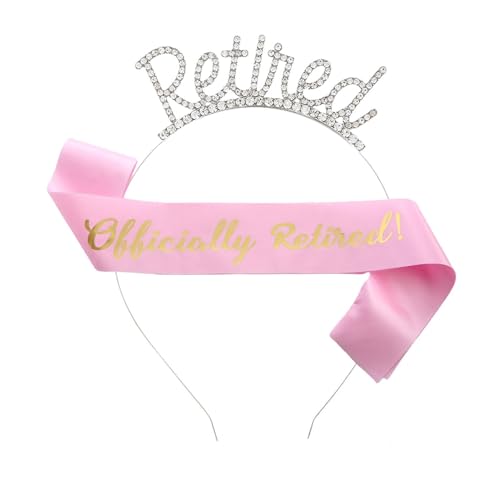 Sash Retirerement – Set für Ruhestandsfeiern | Offizielle Schärpe mit Strass-Kopfbedeckung | Set mit Haarbändern für Ruhestandsfeiern für Frauen | Offic-Party-Ornamente Sash Retirerement – Set für Ruhestandsfeiern | Offizielle Schärpe mit Strass-Kopfbedeckung | Set mit Haarbändern für Ruhestandsfeiern für Frauen | Offic-Party-Ornamente von Générique