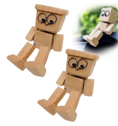 Schaukelpuppen aus Holz, handgefertigte Schaukelpuppen, interessante Schreibtischdekorationen aus Holz, kreative Auto-Armaturenbrett-Dekorationen (2 Stück + Typ C) von Générique