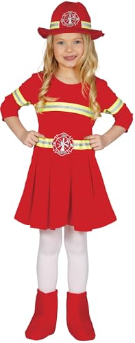 Schickes Feuerwehr Kostüm für Kinder Mädchen (92/104), Rot von Generique