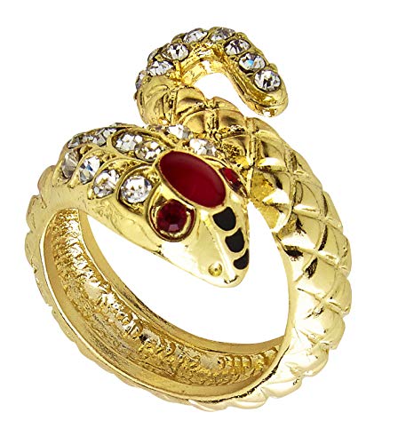 "GOLD SNAKE RING WITH STRASS & REDGEM EYES" - von WIDMANN