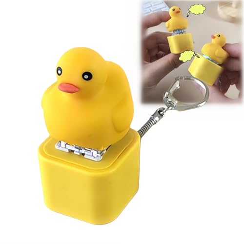 Schlüsselanhänger mit Frosch – wiederaufladbarer Schlüsselanhänger mit Krebsenten, Anti-Stress und Krebsente mit bunten Lichtern, Anti-Stress und Angstzuständen für Erwachsene (1 x kleine gelbe Ente) von Générique