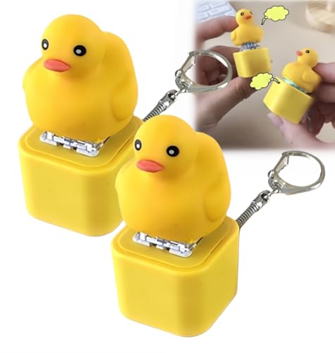 Schlüsselanhänger mit Frosch – wiederaufladbarer Schlüsselanhänger mit Krebsenten, Anti-Stress und Krebsente mit bunten Lichtern, Anti-Stress und Angstzuständen für Erwachsene (2 x kleine gelbe Ente) von Générique