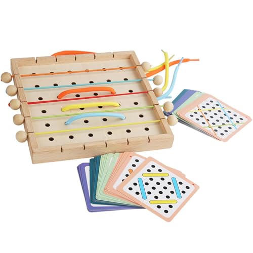 Schnürspielzeug aus Holz, Schnürspielzeug aus Holz, Lernspielzeug zum Einfädeln von Seil mit 6 Fäden, 40 Karten, interaktives Lernspielzeug mit Seilen, für die Feinmotorik Schnürspielzeug aus Holz, Schnürspielzeug aus Holz, Lernspielzeug zum Einfädeln von Seil mit 6 Fäden, 40 Karten, interaktives Lernspielzeug mit Seilen, für die Feinmotorik von Générique