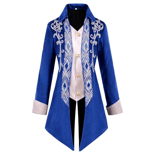 Schwanzjacke für Herren, Halloween, viktorianisches Kostüm, Renaissance, Steampunk, mittelalterliche Piratenjacke, Steampunk-Jacke, für Herren, Stil: viktoriisch, Retro, für Party, Blau, S) von Générique