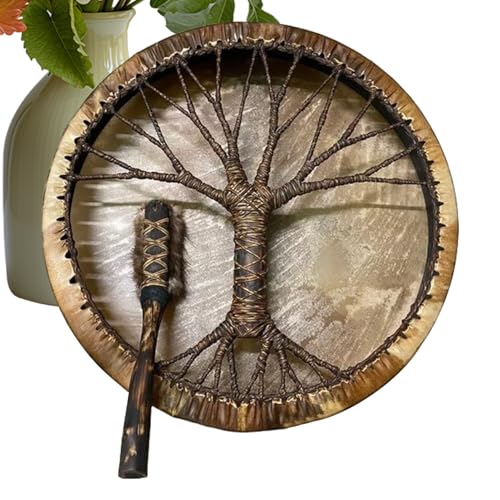 Shaman Drum, professionelles, handgemachtes Percussionsinstrument, authentisches Ethnic Sound Tool mit Griff, dekoratives Stammkunst-Display für Jugendliche, Kinder, Anfänger, Musikübungen, Zuhause von Générique