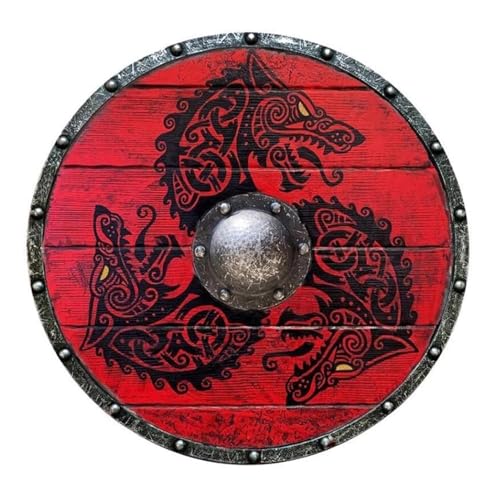 Shield Antique für Cosplay – Schild eines Wolfssoldaten aus Holz | Proportion mittelalterlicher Kostüme | Battle Ready Knight Bields mit Griff | Krieger-Cosplay-Zubehör von Générique