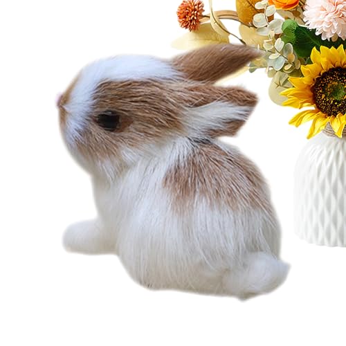 Simulation Kaninchen | Miniatur-Plüschhase Realistische Figuren | Plüschtier Bunny Simulation – für Haus Ostern Feengarten Miniatur Fensterstütze Schlafzimmer Büro von Générique