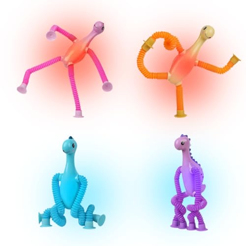 Sinnesröhre, Teleskop, 4-teilig, Dinosaurier, flexibel, Geschenkset für Kinder, mit Lichtern, für Geburtstag, Reisen, Spiel von Générique