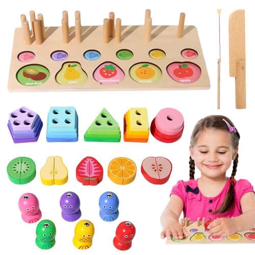Sortier- und Stapelspielzeug aus Holz, Formstapeln Spielzeug | Sortierter Puzzlestacker – Feinmotorikspielzeug, magnetisches Angelspiel, Vorschul-Lernaktivität Sortier- und Stapelspielzeug aus Holz, Formstapeln Spielzeug | Sortierter Puzzlestacker – Feinmotorikspielzeug, magnetisches Angelspiel, Vorschul-Lernaktivität von Générique