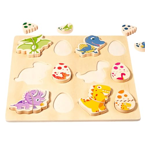 Sortierte Formen Puzzles, Dinosaurier Puzzles für Dinosaurier Ei Holzpuzzle Spielzeug, Cartoon Dinosaurier Spielzeug, Tragbares Lernspielzeug für Zuhause, ma von Générique