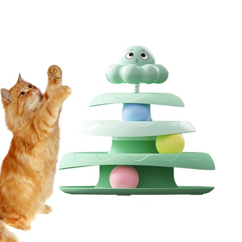 Spielball für Katzen, Ballturm mit 3 Ebenen – 20 x 20 x 20 cm, stimulierende Übung, Kratzbaum, interaktives Jagdspiel, Aktivität drinnen und draußen von Générique