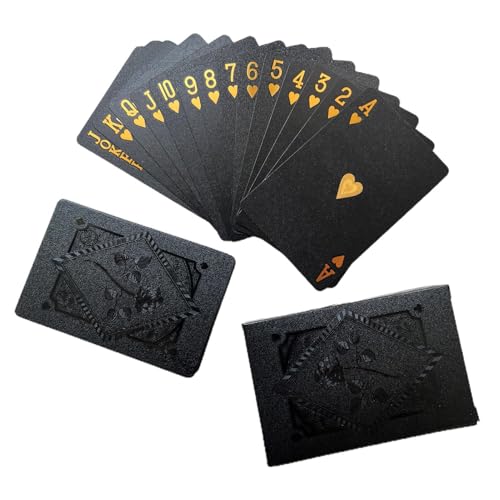 Spielkarten mit schwarzem Blatt – Pokerdeck | Schwarze Pokerkarten | Set mit 54 wasserdichten Kartenbrücken mit klarem Druck | Interaktives Spielzeug für die Familieninteraktion von Générique