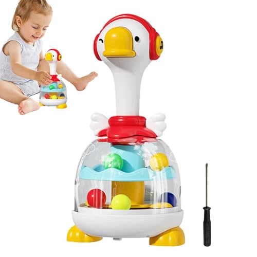 Spielzeug zum Drücken und Messen, Spielzeug zum Platzen des Balls | Ente Popping Ball Spinner Spielzeug – interaktives Spielzeug zum Drücken und Rotieren von Design, Ton und Licht für Kleinkinder von Générique