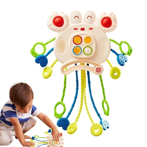 Spielzeug zum Ziehen für Babys, Zugseil, Früherziehung, niedliches sensorisches Reisespielzeug – leichtes sensorisches Spielzeug mit Krabbenmuster für Babys, Spiel für drinnen und draußen, fördert die von Générique