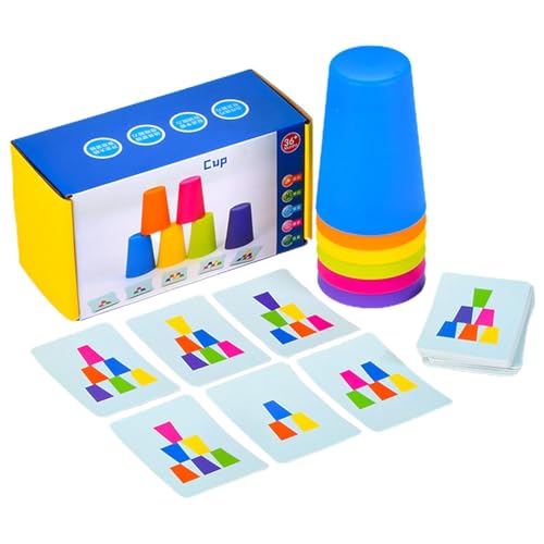 Stacking Cups Game, Educational Cup Stacking Set, 6,9 x 4,5 cm, klassisches Interaktives Stacking-Spiel, Intelligence Response for Training Tool, Durable Lightweight Design, Family Parent-Child Travel von Générique