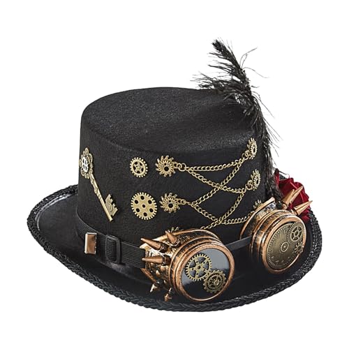 Steampunk-Hut, hohe Form, Steampunk, Uni – Kostüm Gothic Karneval Uni Top mit Brille | Kostüm-Zubehör für Kino- und Partyzubehör Steampunk-Hut, hohe Form, Steampunk, Uni – Kostüm Gothic Karneval Uni Top mit Brille | Kostüm-Zubehör für Kino- und Partyzubehör von Générique