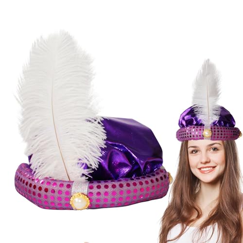 Sultan Hut Kostüm Prinz, mit Feder und Perle, wunderschön, Sultan-Turban, Herren, Kopftuch, Pailletten, Design für Männer von Générique