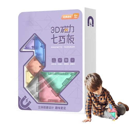 Tangram magnetisch, Tangrams für 4 bis 8 Jahre – magnetische Tangram-Puzzletafel | Motivblöcke in magnetischer Form, multifunktionale Puzzlespiele mit Aufbewahrungsbox für Mädchen und von Générique
