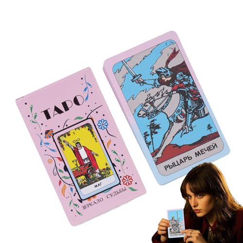 Tarot Cards Set, wiederverwendbar, Clear Print, 4,06 x 2,36 Zoll, tragbares Deck Meanings, Family Fun Toy, Lightweight Beginners für Erwachsene, Damen, Herren, Studenten, Teenager, Freunde, Colleagues Tarot Cards Set, wiederverwendbar, Clear Print, 4,06 x 2,36 Zoll, tragbares Deck Meanings, Family Fun Toy, Lightweight Beginners für Erwachsene, Damen, Herren, Studenten, Teenager, Freunde, Colleagues von Générique