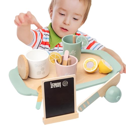 Teeservice Spielzeug, Teeservice für kleine Mädchen, Tea Time Toys Teeservice Spielzeug, Lernspielzeug aus Holz, Teeservice mit Tassen und Löffeln, Teeparty-Set, Küchenspielzeug, von Générique