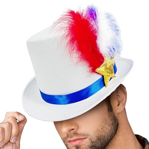 Unabhängigkeitstag Hut, Patriotische Hüte für Männer | Star vom 4. Juli Star White Blue Blue Pluat Hat | Lustige festliche Kopfbedeckung, Kostümzubehör, Parade Parade Zubehör von Générique